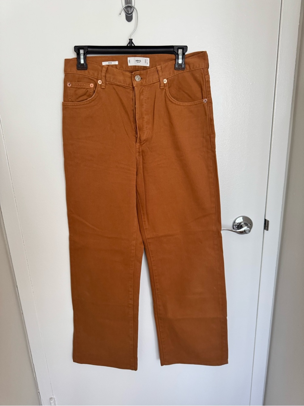 Mango Women's Rust Brown Straight-Leg Chinos